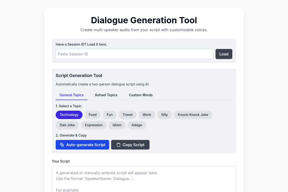 Dialogue Generation Tool project thumbnail.
